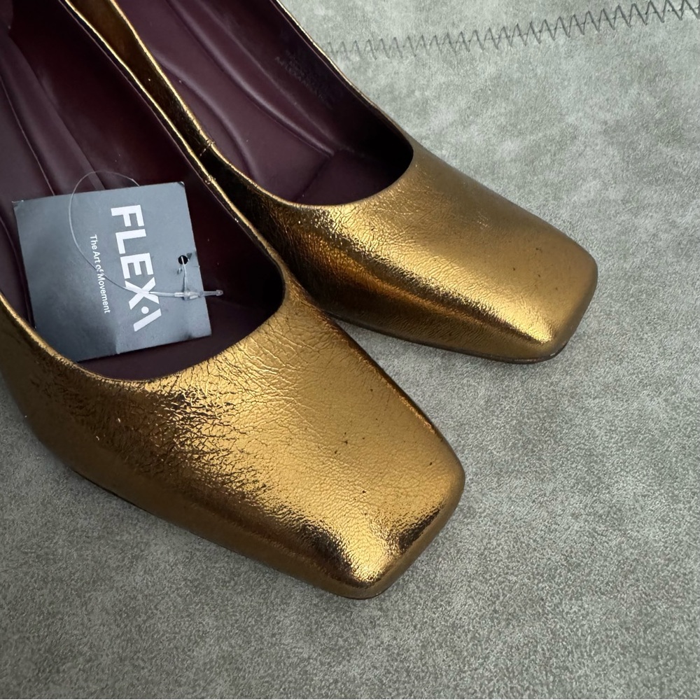 NWT Franco Sarto Flexa Aela Square Toe Pump Bronze Leather Sz 9 - Picture 9 of 15